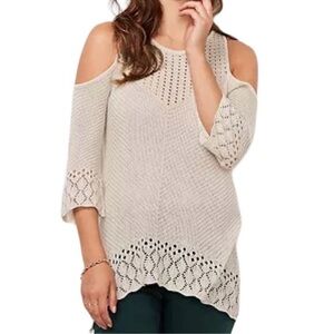 Lauren Conrad Cold Shoulder Eyelet Knit Sweater